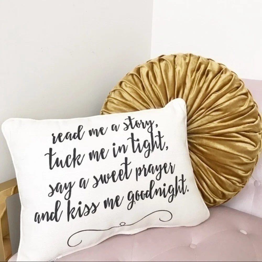 Black and white text accent pillow